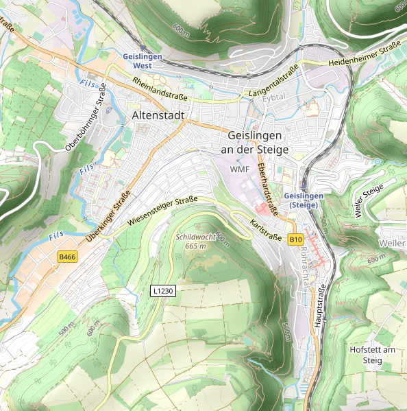 Übersichtskarte von Geislingen an der Steige